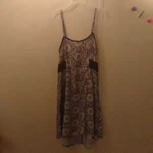 Navy and white print casual summer dress